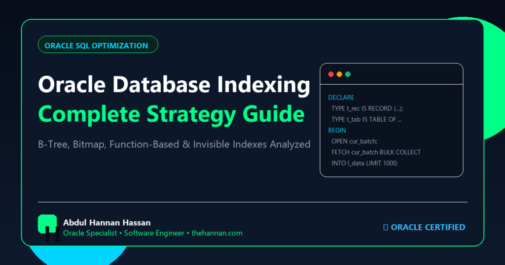 Oracle Database Indexing Strategies: B-Tree, Bitmap, Function-Based, and Invisible Indexes Explained