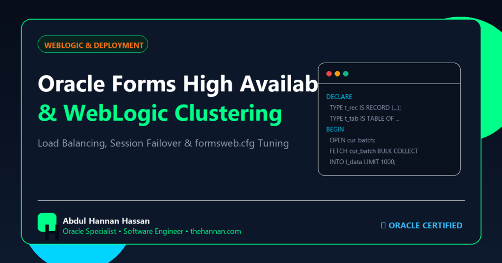 Oracle Forms 12c & 14c High Availability: WebLogic Clustering, Load Balancing, and Session Failover